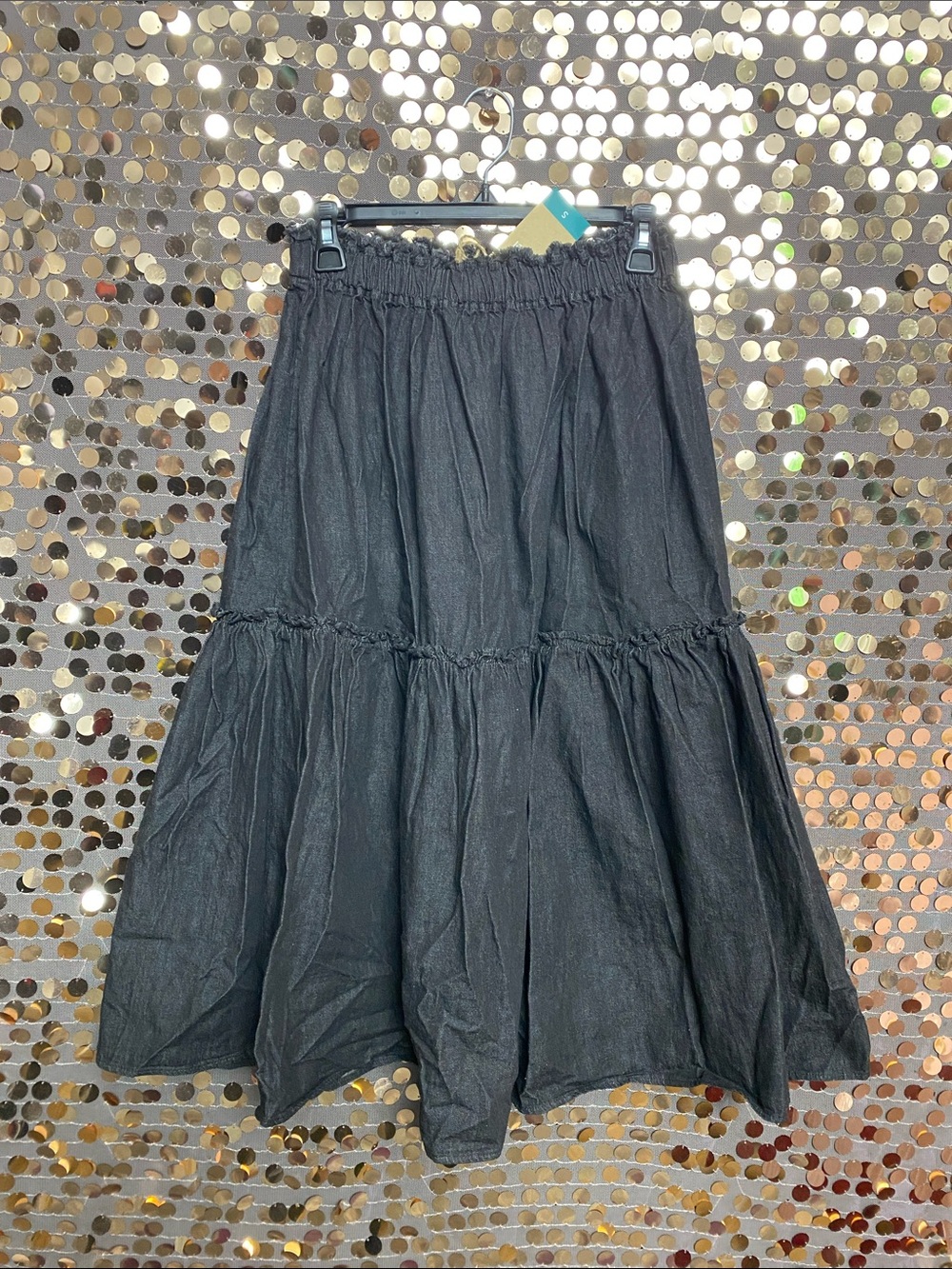 Black Elastic Waist Skirt #1607